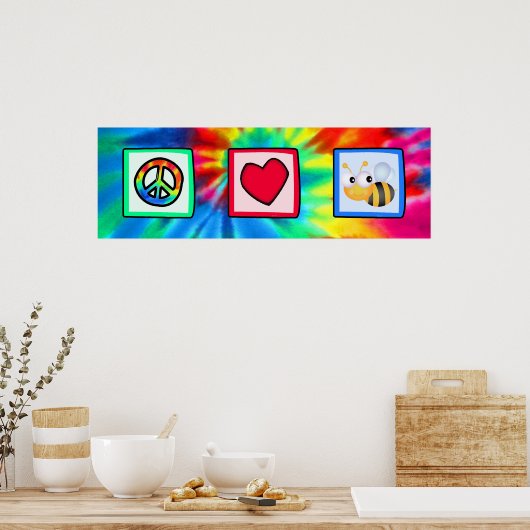 Frieden, Liebe, Bienen Poster (Küche)