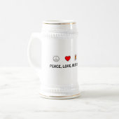 Frieden, Liebe, Bier u. Brezeln Stein Bierglas (Vorderseite Links)
