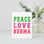 Frieden Liebe Birma. Postkarte (Stehend Vorderseite)