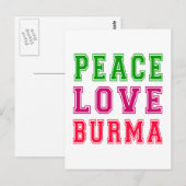 Frieden Liebe Birma. Postkarte (Vorne/Hinten)