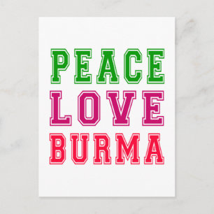 Frieden Liebe Birma. Postkarte