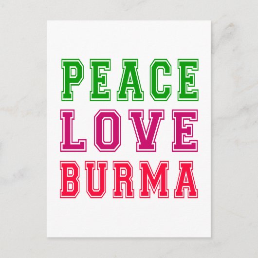 Frieden Liebe Birma. Postkarte (Vorderseite)