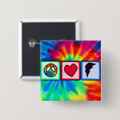 Frieden, Liebe, Blitz-Bolzen Button (Vorne & Hinten)