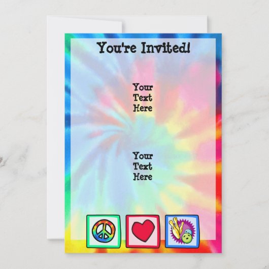 Frieden, Liebe, Bowling Einladung (Vorderseite)