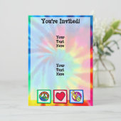 Frieden, Liebe, Bowling Einladung (Stehend Vorderseite)