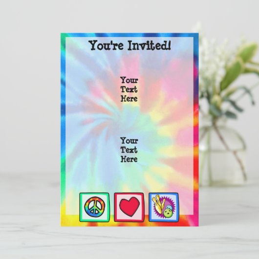 Frieden, Liebe, Bowling Einladung (Stehend Vorderseite)