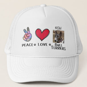 Frieden Liebe Bull Terrier Hunde Liebhaber Trucker Truckerkappe