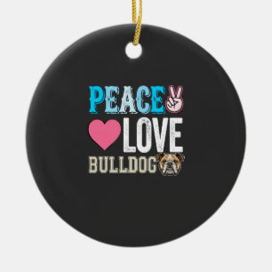 Frieden Liebe Bulldogge Vektor Keramik Ornament
