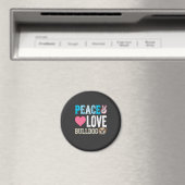 Frieden Liebe Bulldogge Vektor Magnet (In Situ (Geschirrspüler))