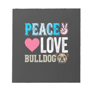 Frieden Liebe Bulldogge Vektor Notizblock