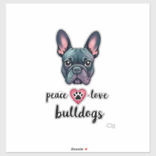 Frieden Liebe Bulldoggen Vintage Galaxy Französisc Aufkleber