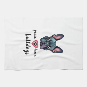 Frieden Liebe Bulldoggen Vintage Galaxy Französisc Geschirrtuch