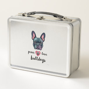 Frieden Liebe Bulldoggen Vintage Galaxy Französisc Metall Brotdose