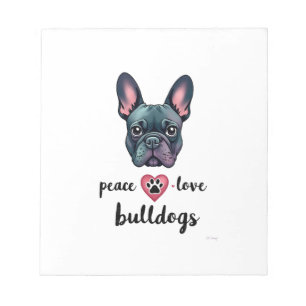 Frieden Liebe Bulldoggen Vintage Galaxy Französisc Notizblock