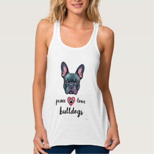 Frieden Liebe Bulldoggen Vintage Galaxy Französisc Tank Top