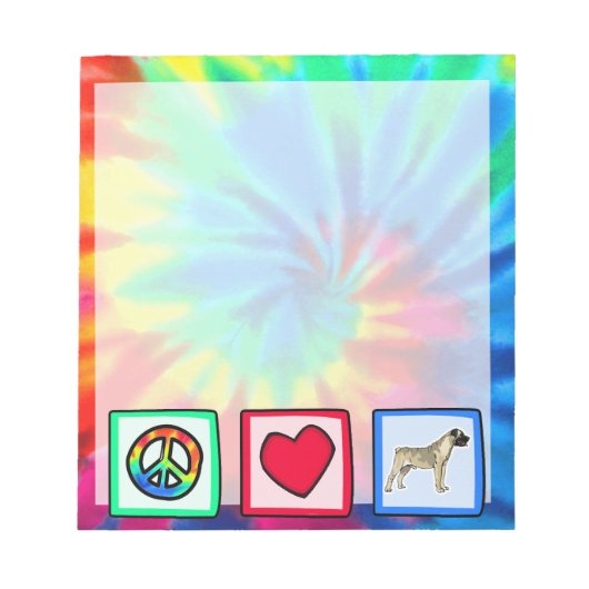 Frieden, Liebe, Bullmastiffs Notizblock (Vorderseite)