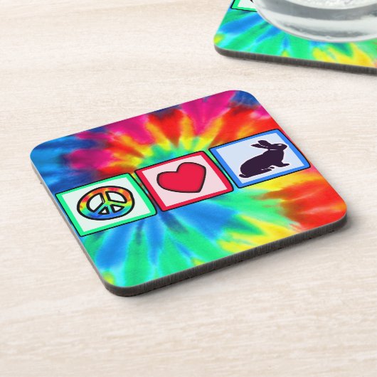 Frieden, Liebe, Bunnies Getränkeuntersetzer (Linke Seite)