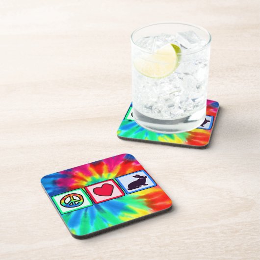 Frieden, Liebe, Bunnies Getränkeuntersetzer (Rechte Seite)