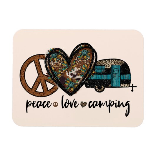 Frieden, Liebe, Camping Magnet (Horizontal)