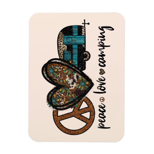 Frieden, Liebe, Camping Magnet (Vertikal)