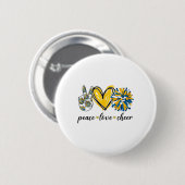 Frieden Liebe Cheerleading Blau Gelb  Button (Vorne & Hinten)