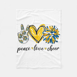 Frieden Liebe Cheerleading Blau Gelb  Fleecedecke