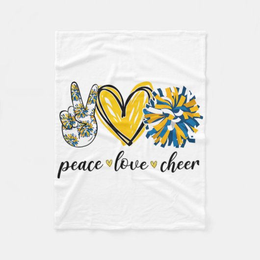 Frieden Liebe Cheerleading Blau Gelb  Fleecedecke (Vorderseite)