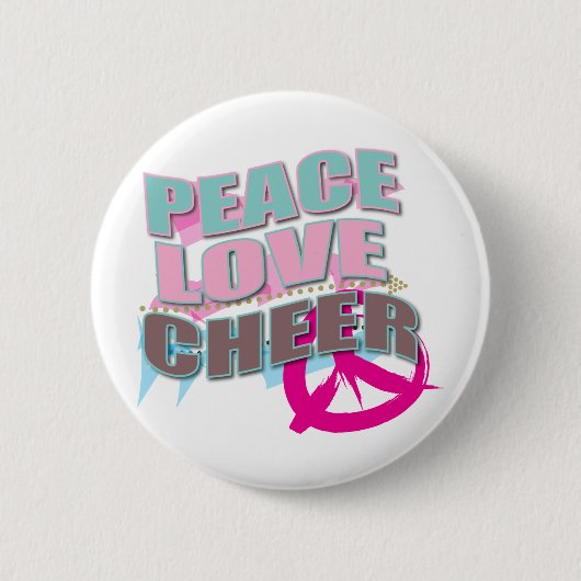 Frieden, Liebe, Cheerleading Geschenke Button (Vorderseite)