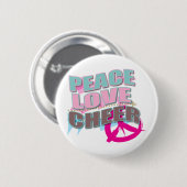 Frieden, Liebe, Cheerleading Geschenke Button (Vorne & Hinten)