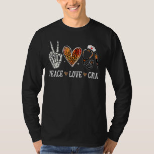 Frieden Liebe Cna Halloween Krankenschwester Zerti T-Shirt