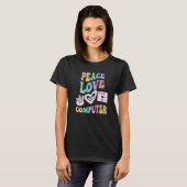 FRIEDEN LIEBE COMPUTER Retro-Technologie-Lehrer Gr T-Shirt (Vorne ganz)