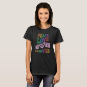 FRIEDEN LIEBE COMPUTER Retro-Technologie-Lehrer Gr T-Shirt (Vorne ganz)