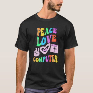 FRIEDEN LIEBE COMPUTER Retro-Technologie-Lehrer Gr T-Shirt