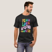 FRIEDEN LIEBE COMPUTER Retro-Technologie-Lehrer Gr T-Shirt (Vorne ganz)
