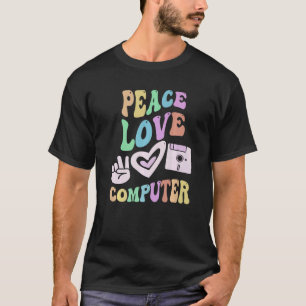 FRIEDEN LIEBE COMPUTER Retro-Technologie-Lehrer Gr T-Shirt