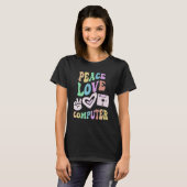 FRIEDEN LIEBE COMPUTER Retro-Technologie-Lehrer Gr T-Shirt (Vorne ganz)