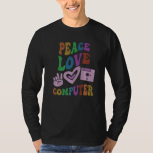 FRIEDEN LIEBE COMPUTER Retro-Technologie-Lehrer Gr T-Shirt