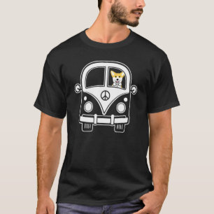 Frieden Liebe Corgi im Hippiebus T-Shirt