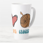 Frieden, Liebe, Crochet Latte Tasse (Rechte Ecke)