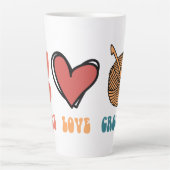 Frieden, Liebe, Crochet Latte Tasse (Vorderseite)