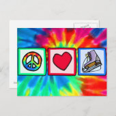 Frieden, Liebe, Eisen, Skate Postkarte (Vorne/Hinten)