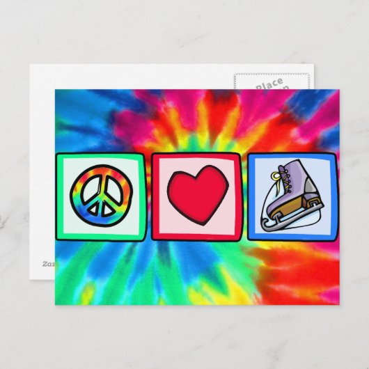 Frieden, Liebe, Eisen, Skate Postkarte (Vorne/Hinten)
