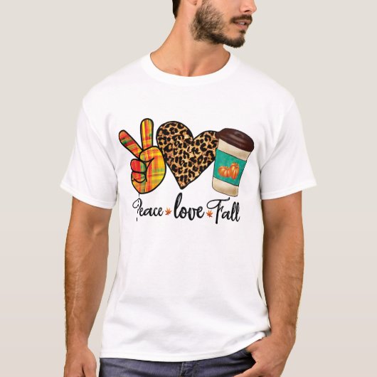 Frieden, Liebe, Fall Leopard Pumpkin GewürzLatte T-Shirt (Vorderseite)