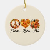 Frieden, Liebe, Fall - Pumpkins Keramik Ornament (Vorne)