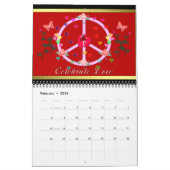 Frieden, Liebe, feiern Kalender (Feb 2026)