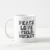 Frieden, Liebe, Feld-Hockey Kaffeetasse (Links)