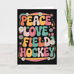 Frieden Liebe Feldhockey 70er Hippie Retro Feldhoc Karte