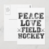 Frieden, Liebe, Feldhockey Postkarte (Vorne/Hinten)
