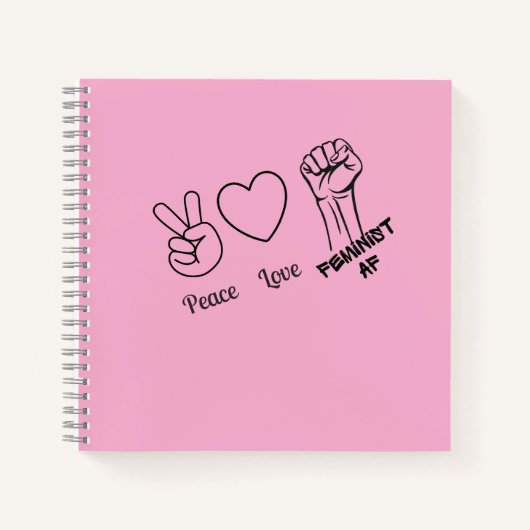 Frieden, Liebe, Feminist AF - Notebook Notizblock (Vorderseite)
