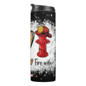 Frieden Liebe Feuer Ehefrau Hydrant Thermosbecher (Nach rechts gedreht)